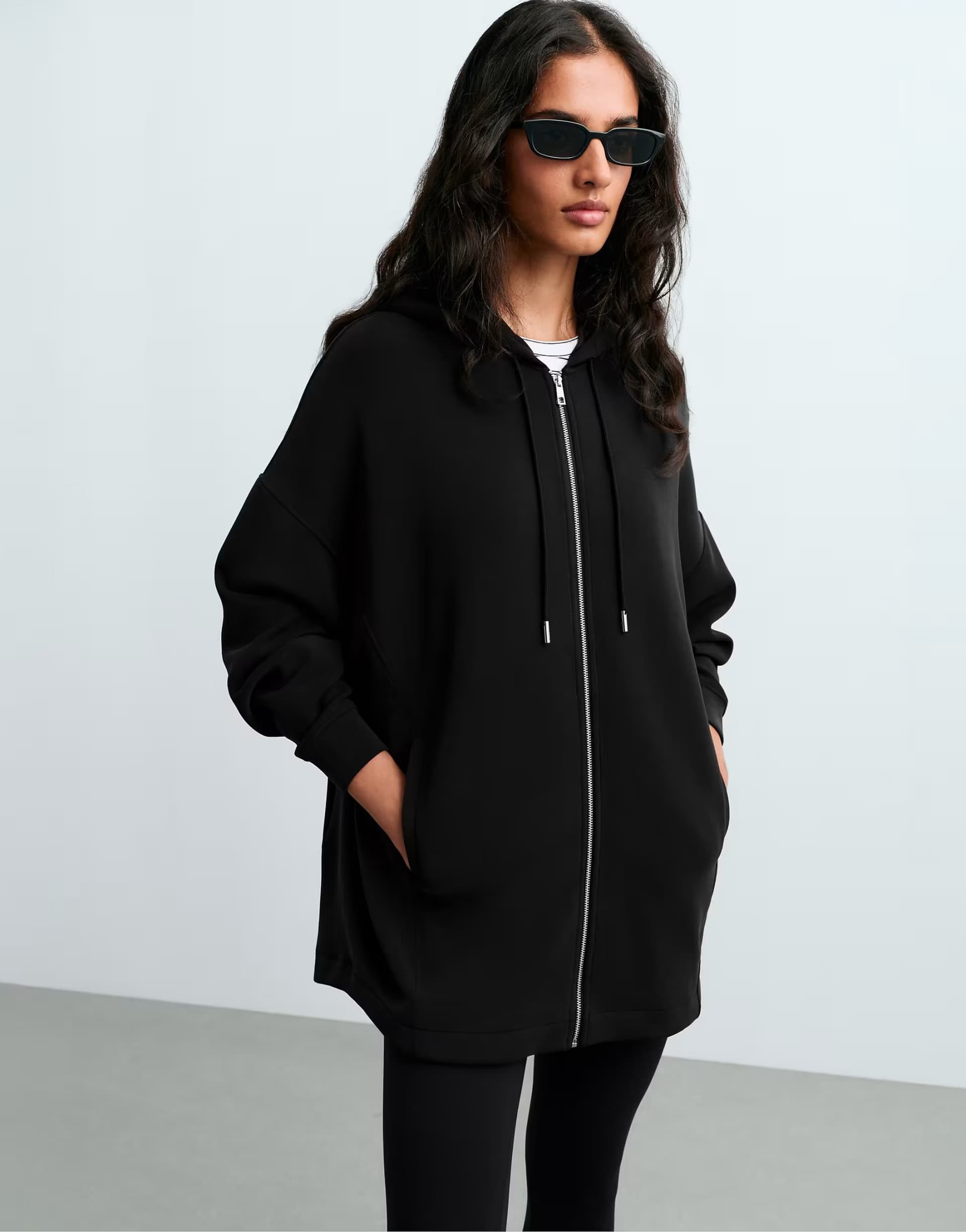 ASOS OYSHO Long soft touch jacket with modal in black