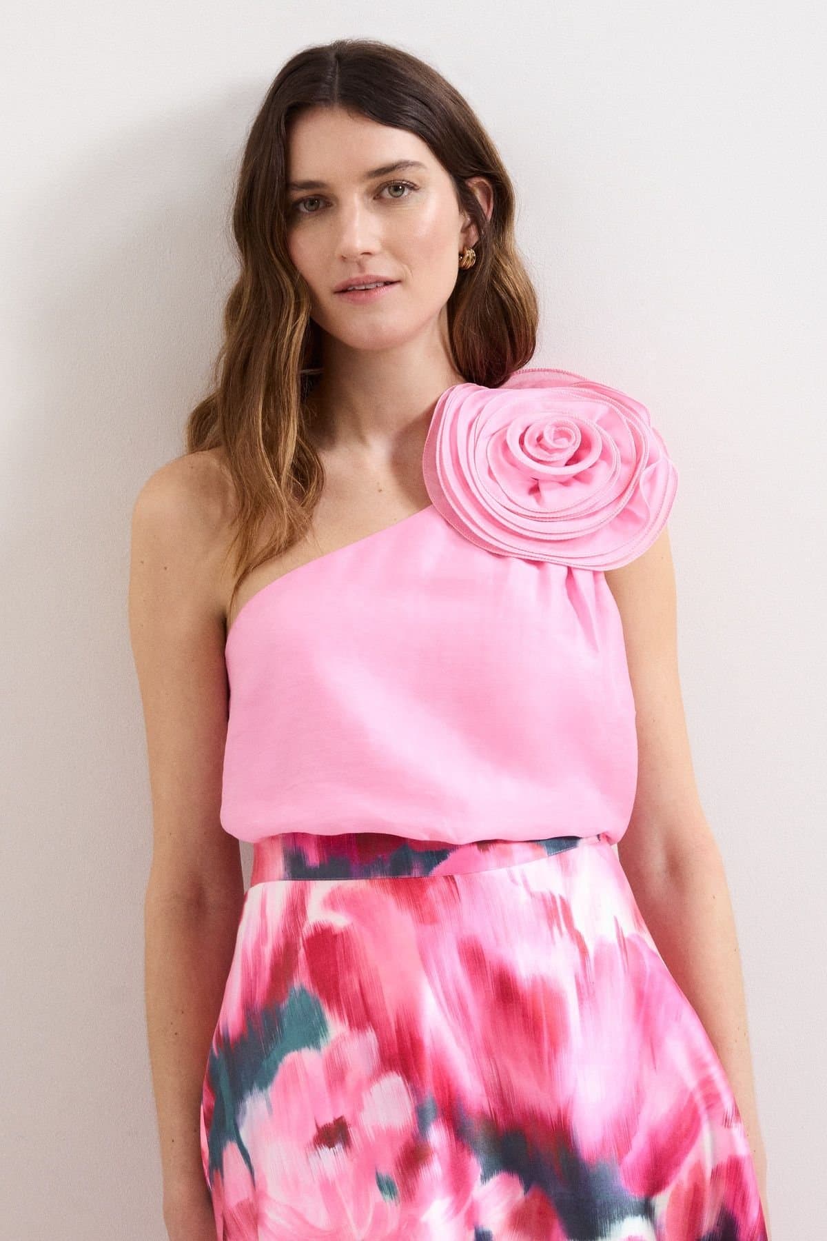 Phase Eight Phase Eight Women's Angelina One Shoulder Corsage Top in Light Pink