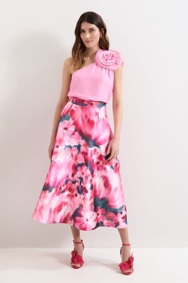 Phase Eight Phase Eight Women's Angelina One Shoulder Corsage Top in Light Pink - 3