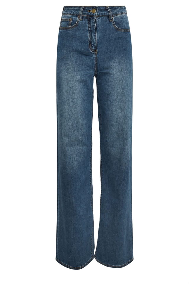 Long Tall Sally Long Tall Sally Women's Tall Wide Leg Jeans in Blue - 2