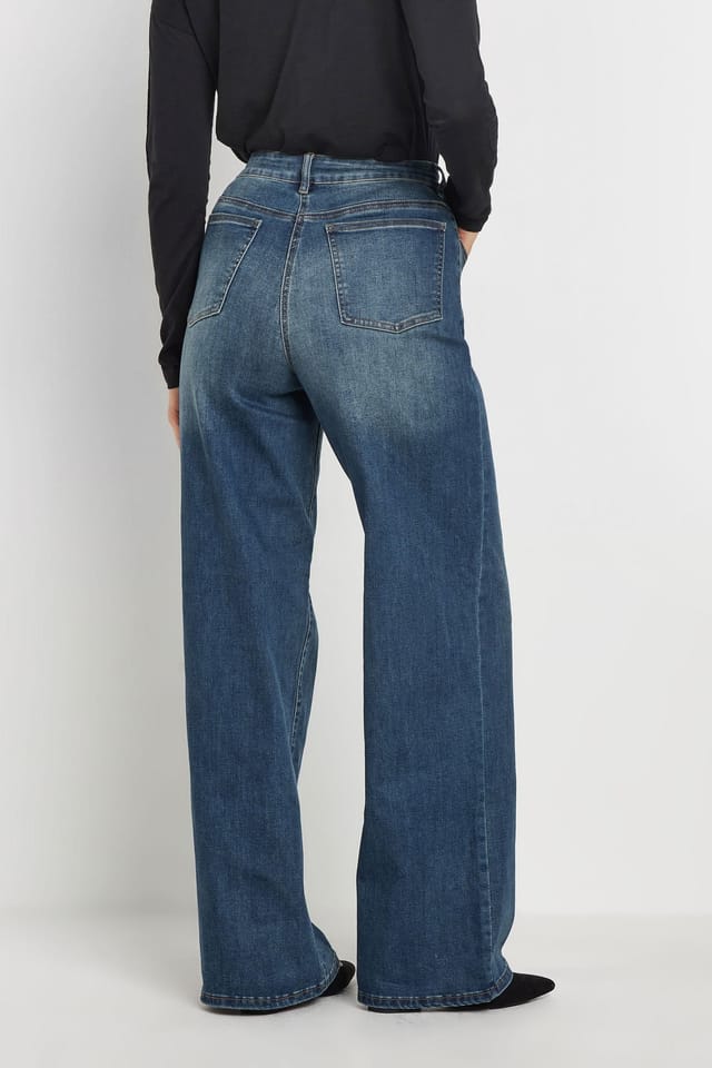 Long Tall Sally Long Tall Sally Women's Tall Wide Leg Jeans in Blue - 3