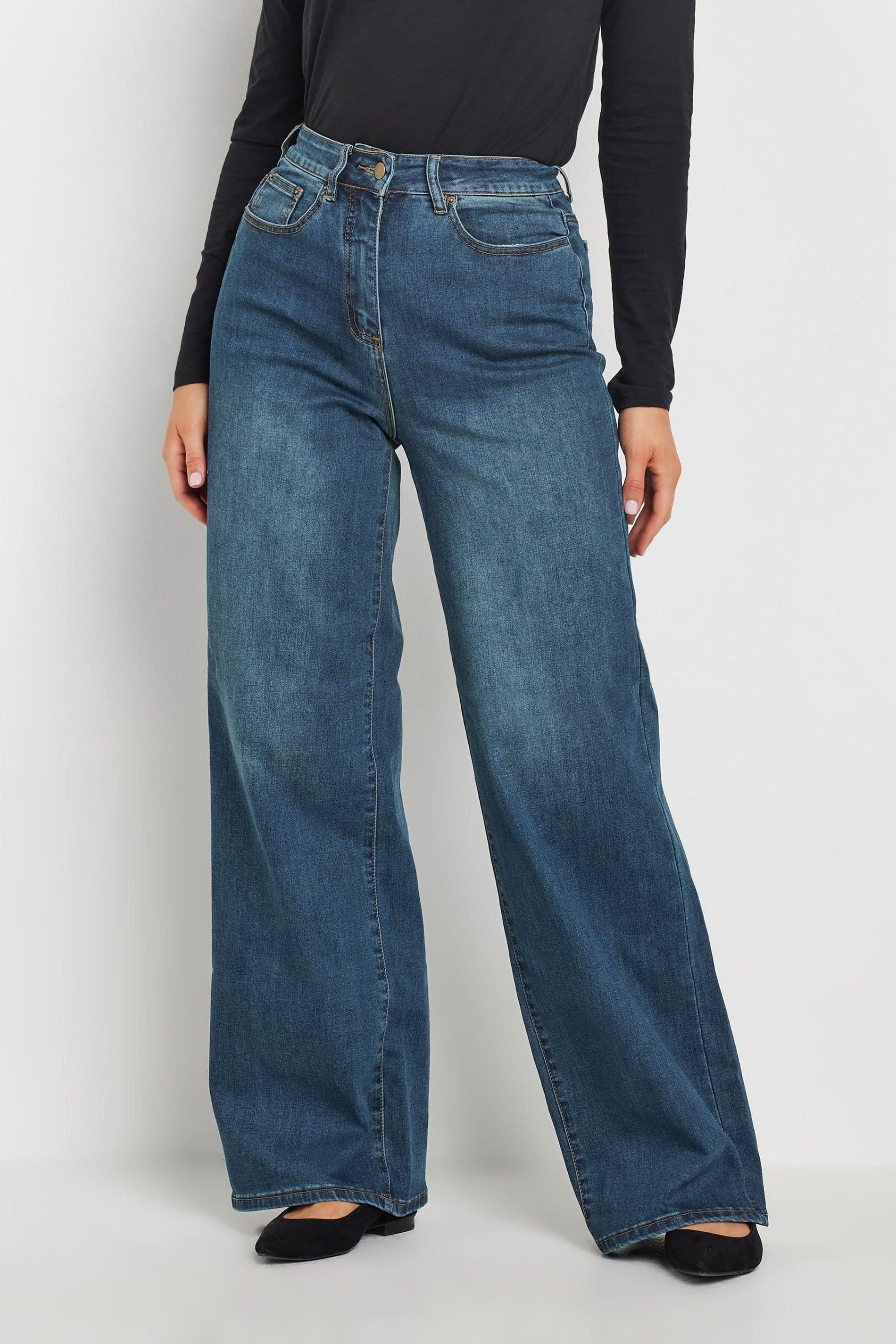 Long Tall Sally Long Tall Sally Women's Tall Wide Leg Jeans in Blue - 4