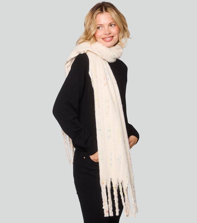 South Beach Cream Woven Thread Detail Scarf South Beach New Look - 3