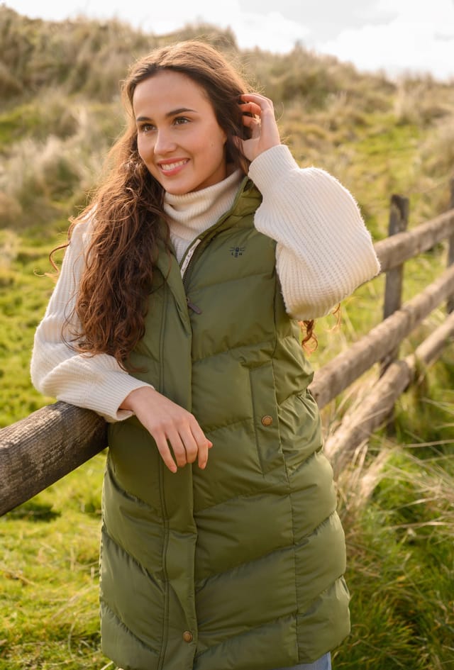 Lighthouse Clothing Lighthouse Clothing Women's Savannah Long Gilet in Olive - 2