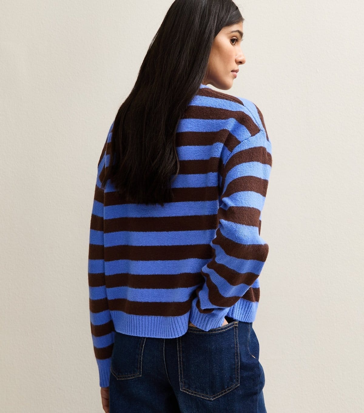 New Look Women's Blue Striped Relaxed Crew Neck Jumper New Look - 4
