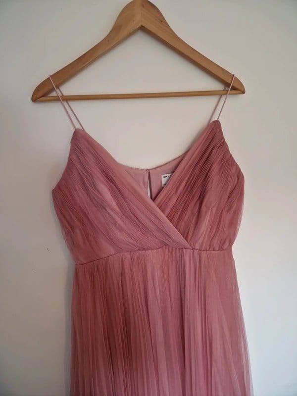 ASOS BNWT Asos Cami Pleated Tulle Maxi Dress Rose Pink UK 12 |Bridesmaid |Prom - 1