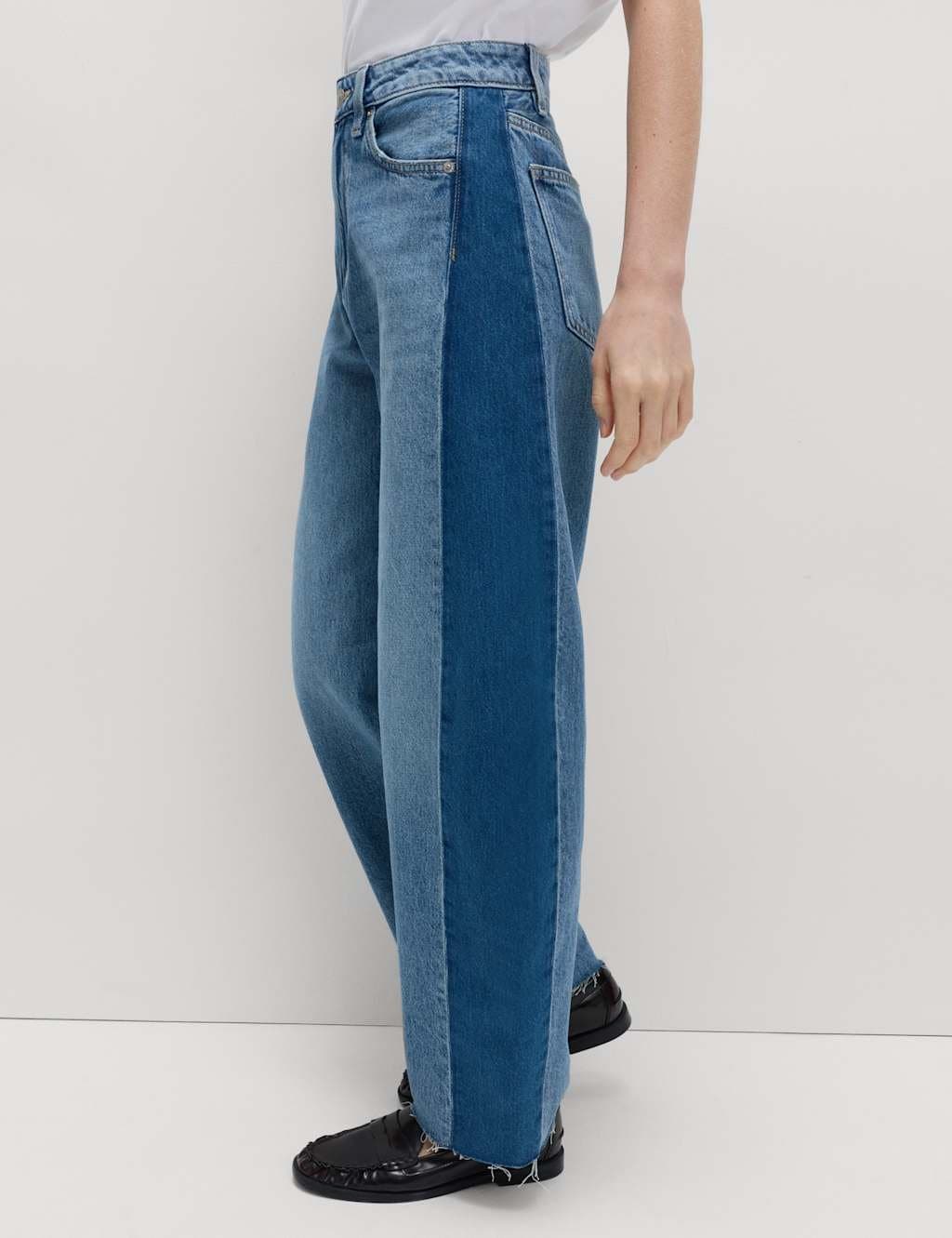 Marks & Spencer M&S Mid Blue Barrel-Leg Mid-Rise Jeans