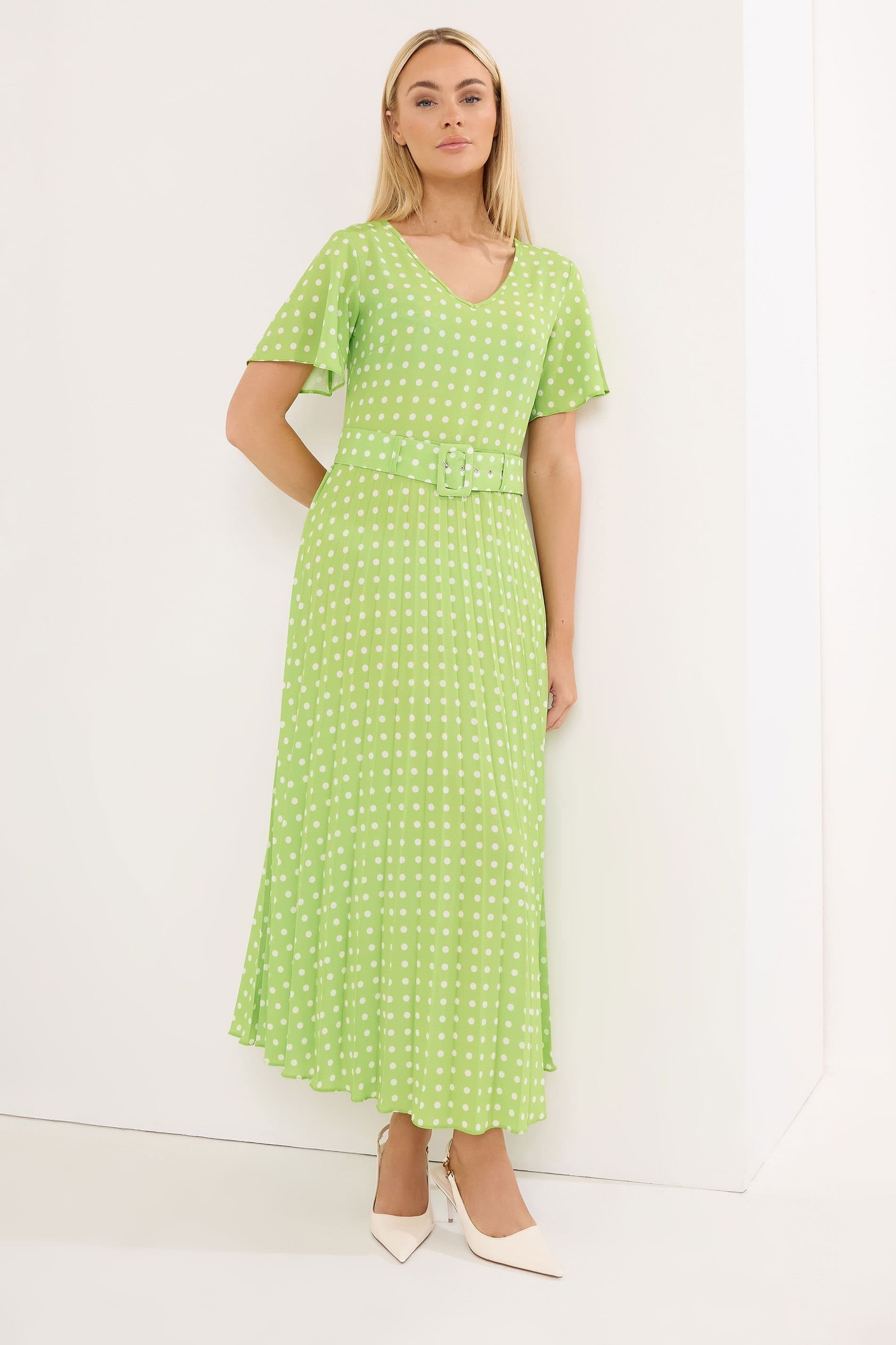 Star By Julien Macdonald Star by Julien Macdonald Women's Polka Dot Angel Sleeve Dress in Bright Green