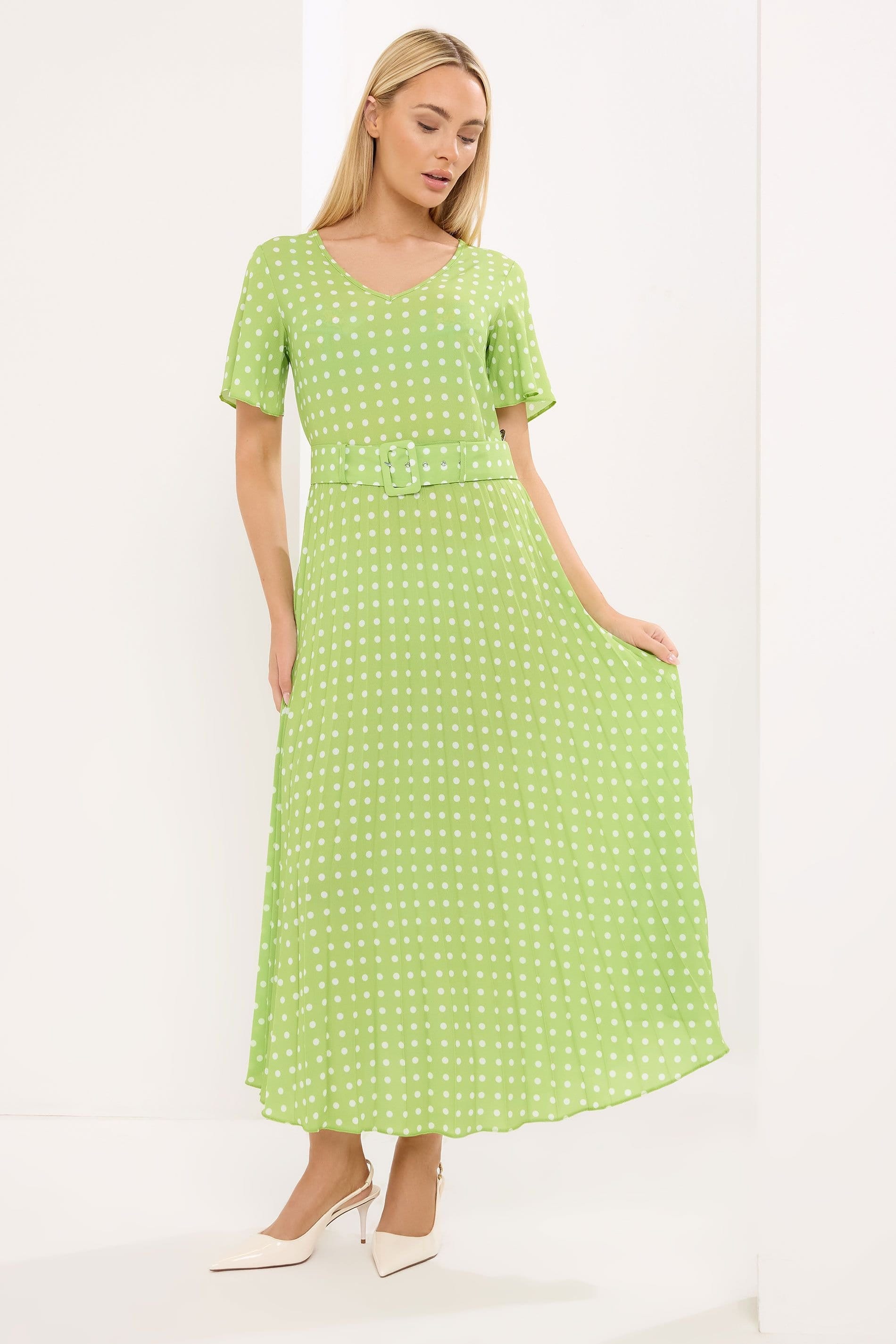 Star By Julien Macdonald Star by Julien Macdonald Women's Polka Dot Angel Sleeve Dress in Bright Green - 4