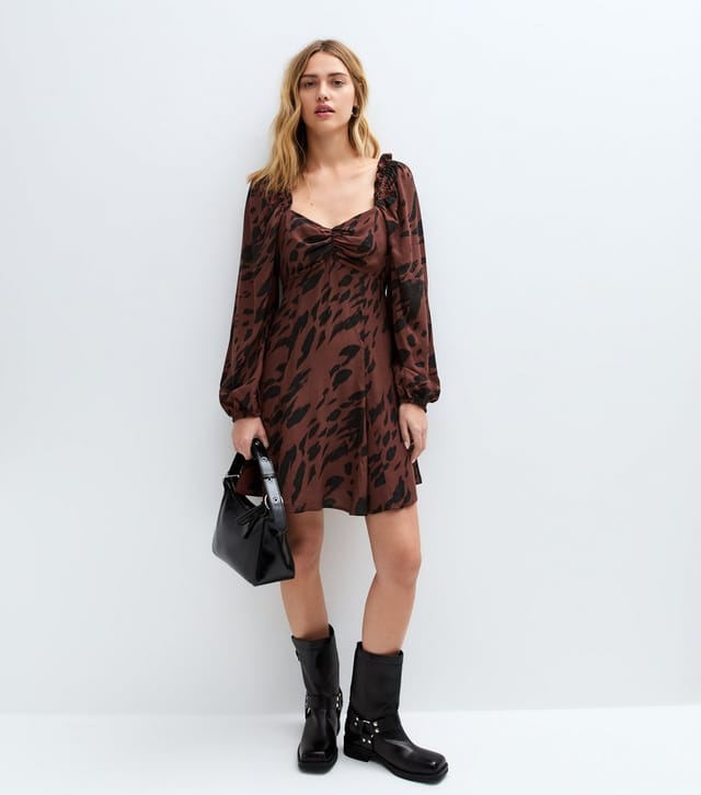 New Look Women's Red Animal Print Sweetheart Neck Mini Dress New Look - 3
