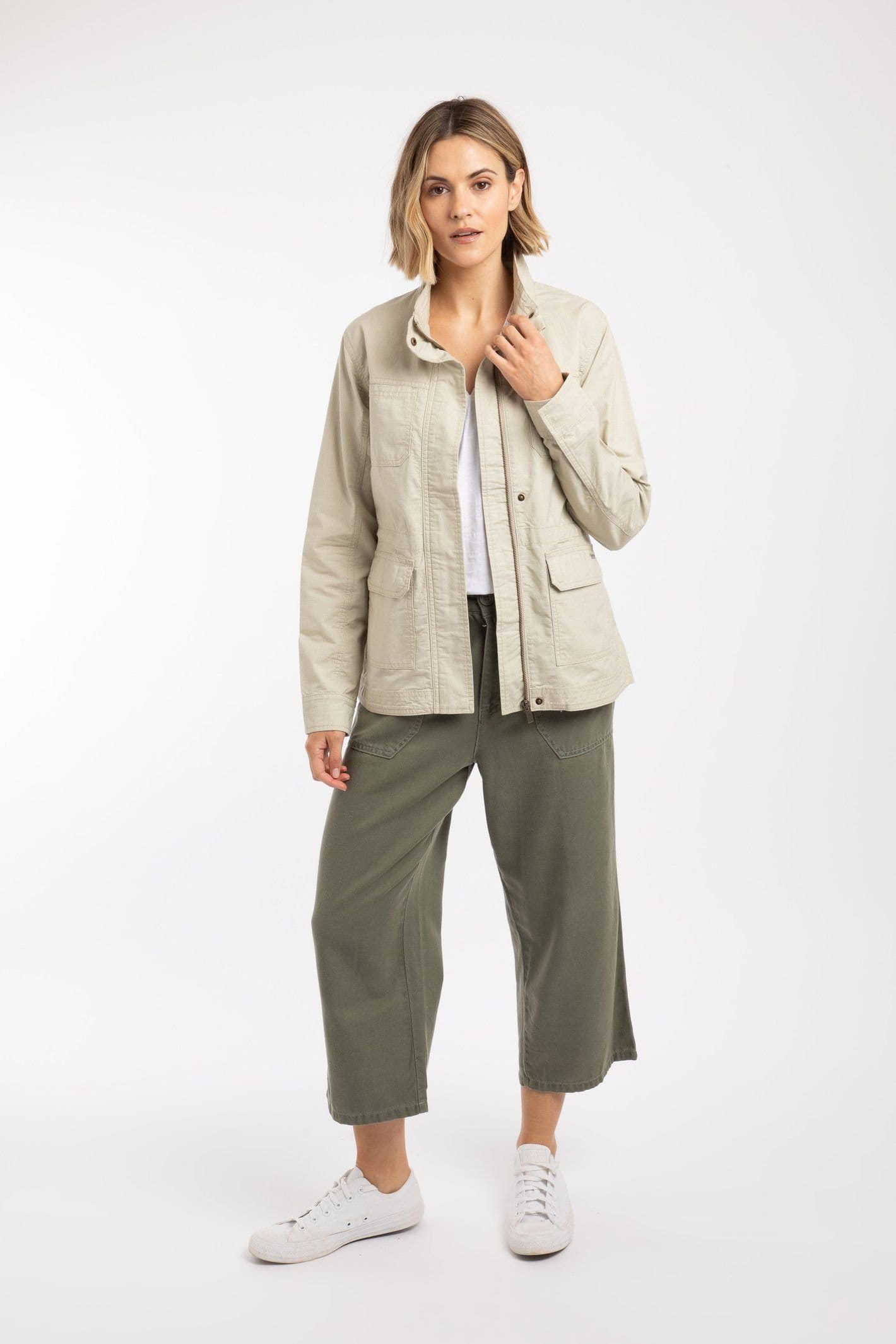 Weird Fish Weird Fish Women's Kelia Utility Jacket in Stone - 4