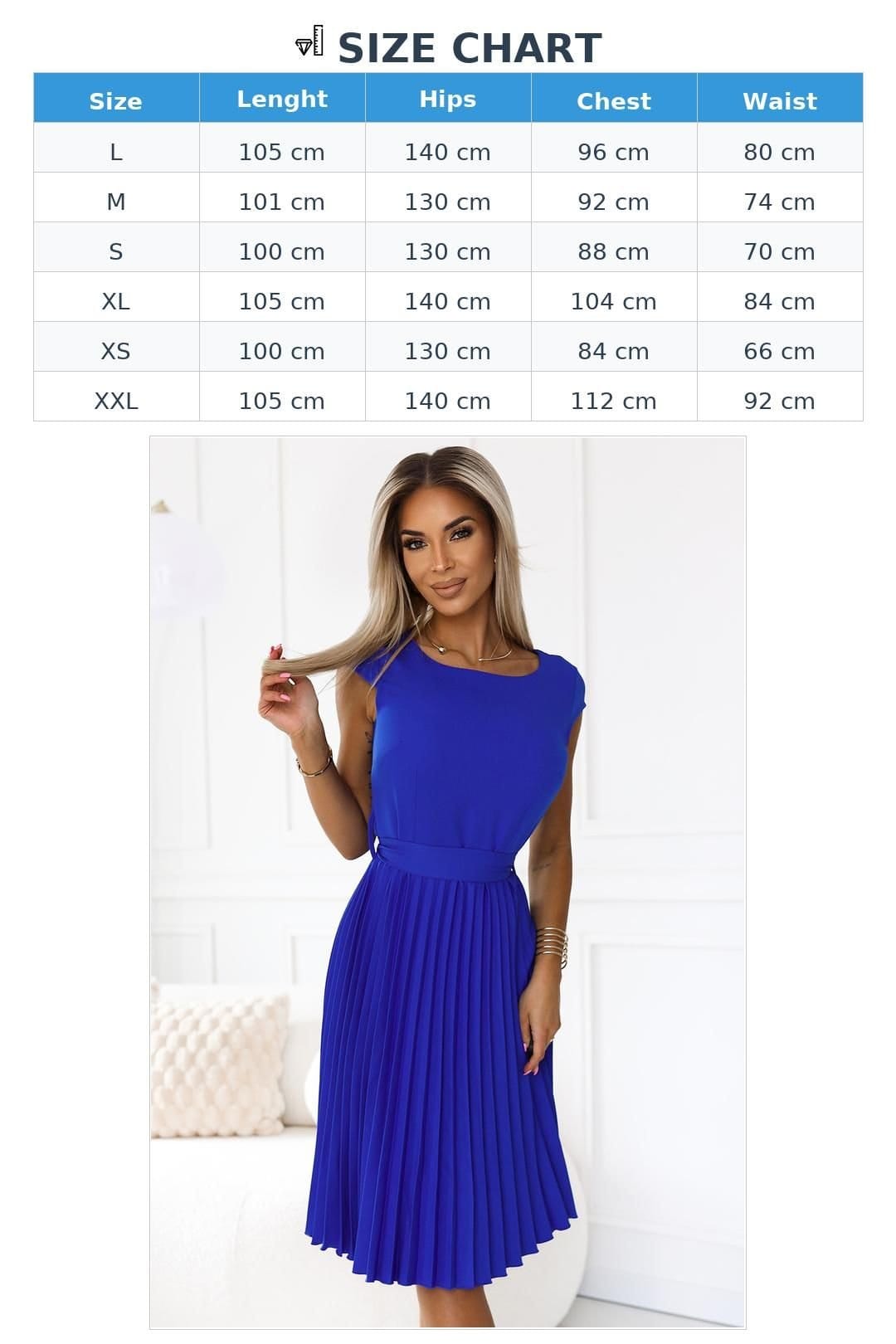 Love Lace Love Lace Women's Lila Pleated Waist Belt Dress in Blue - 4