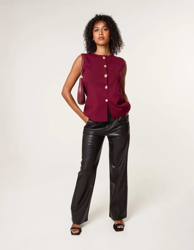 Blue Vanilla PU Wide Leg Trousers - 3