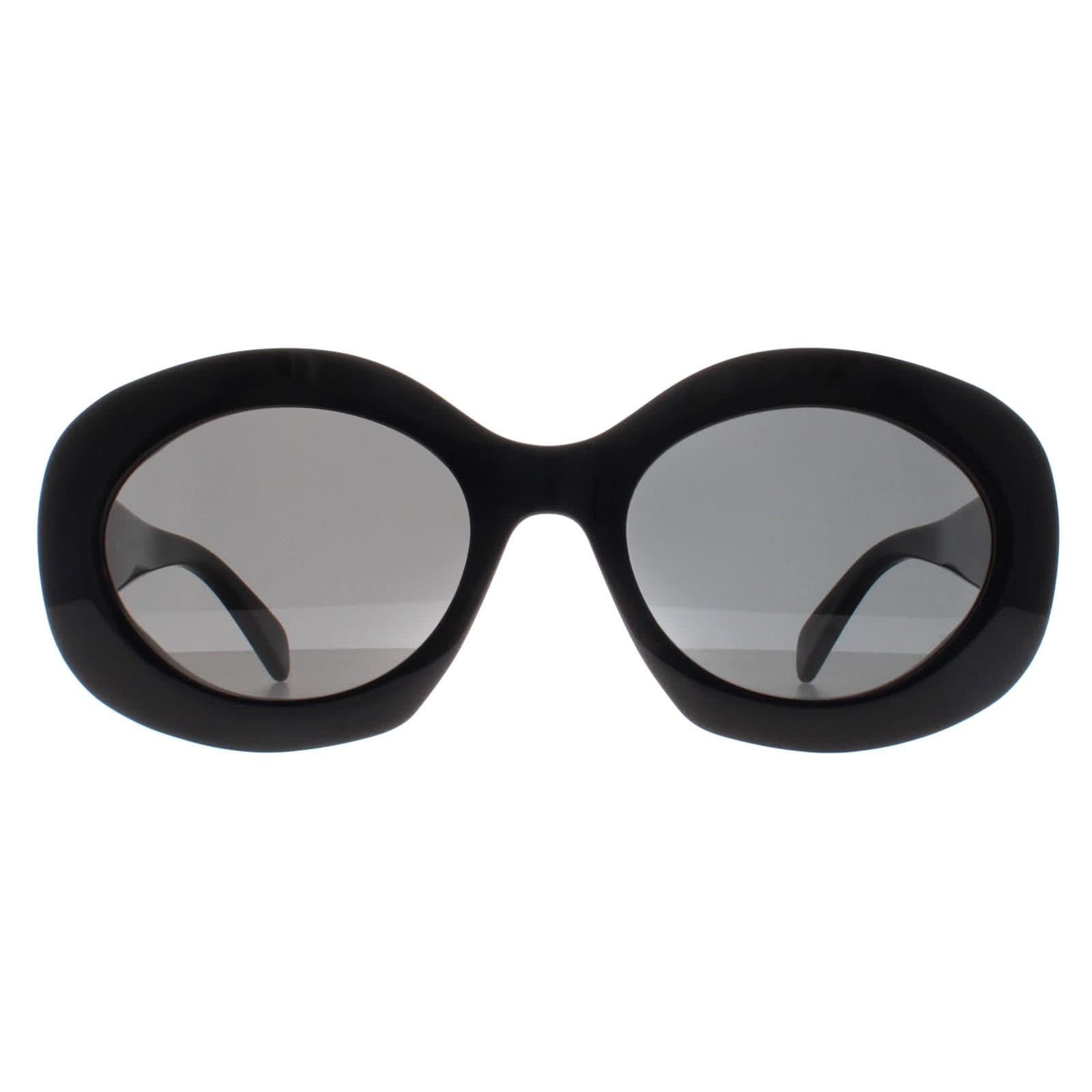 Celine Celine Women's Oval Shiny Black Smoke Grey Triomphe CL40292U