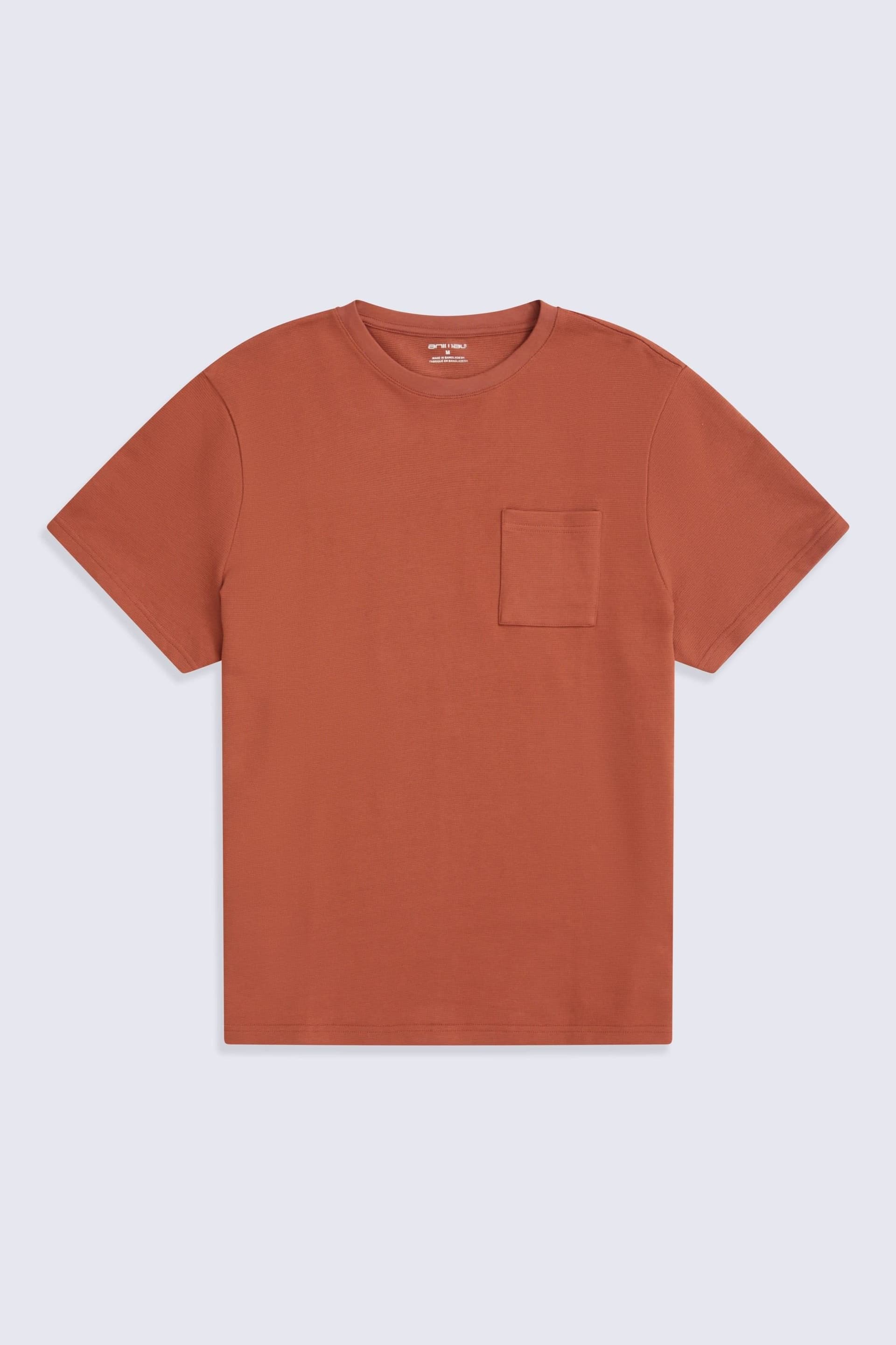 Animal Animal Men's Casual Soft Lightweight Breathable Short Sleeve Texture Pocket T-Shirt in Terracotta