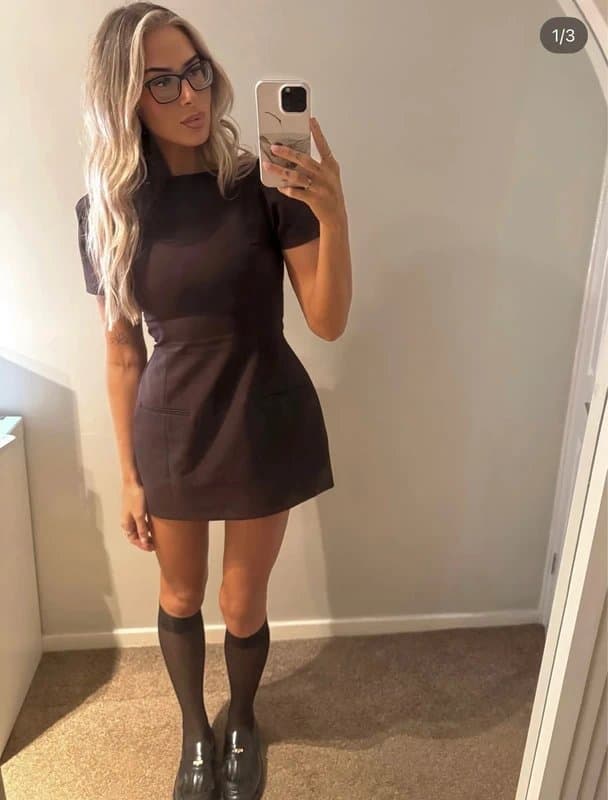 Zara Zara brown odd muse dupe mini dress