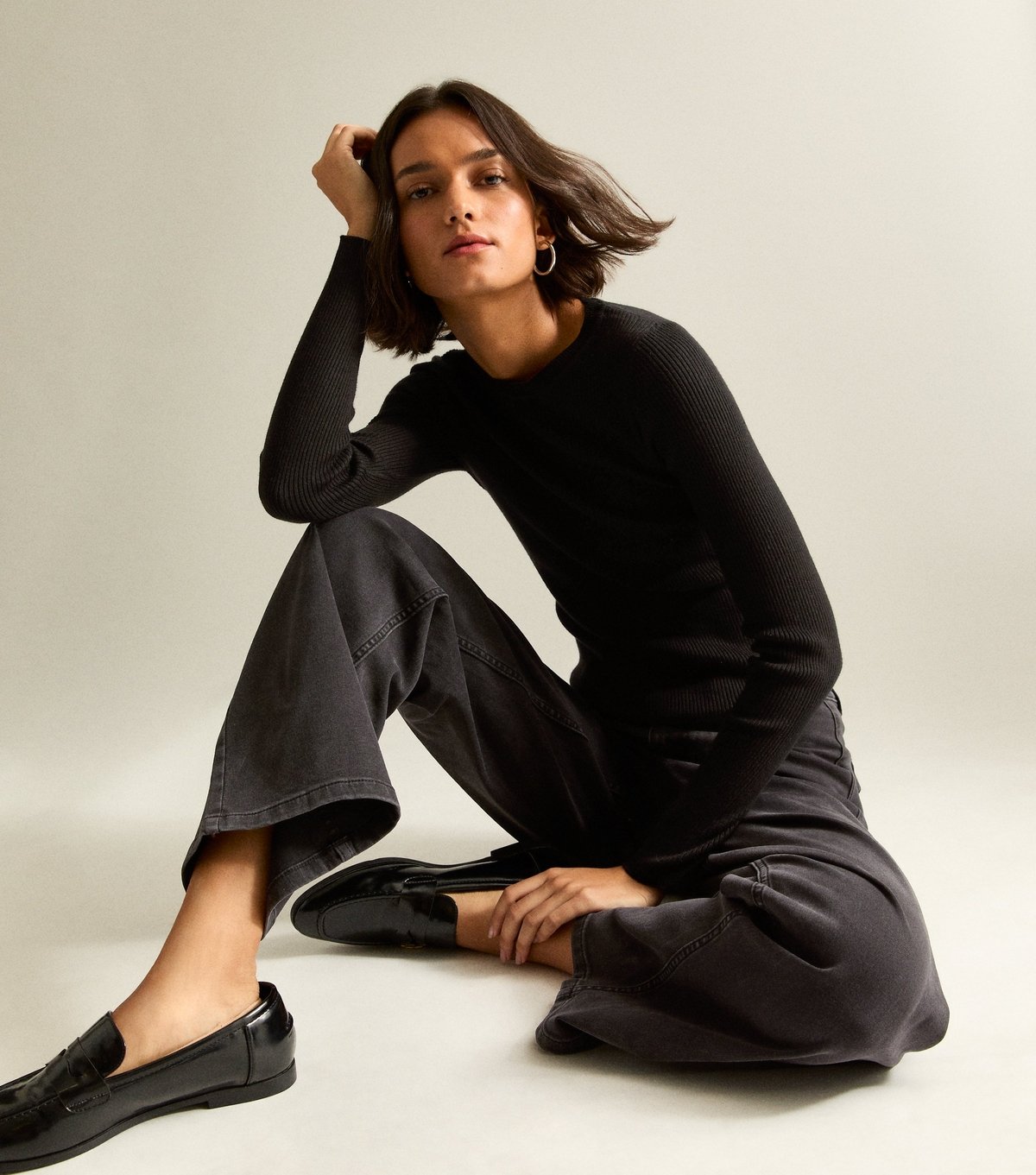 New Look Women's Black High Waist Stretch Denim Wide Leg Jeans New Look - 3