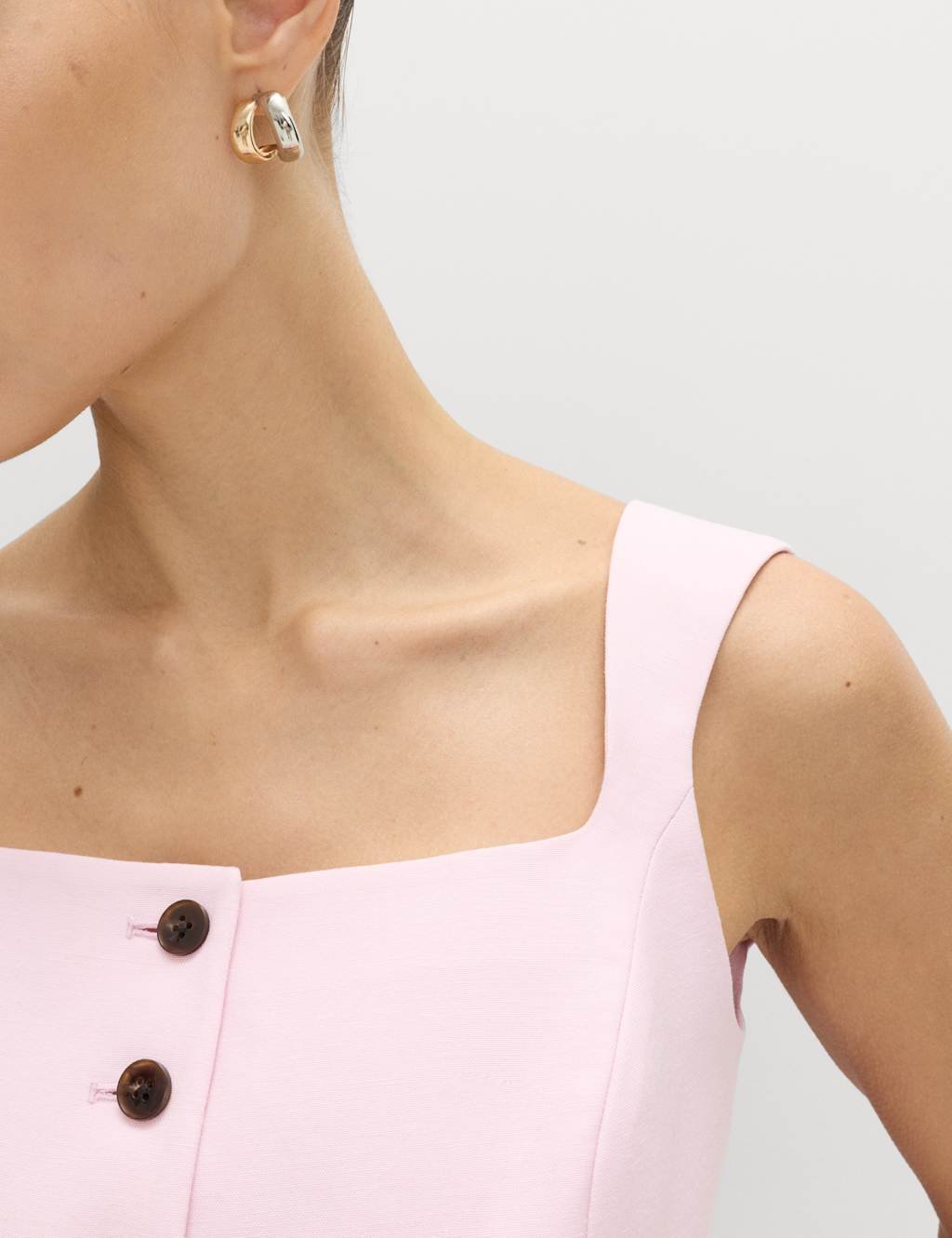Marks & Spencer M&S Tailored Strappy Cropped Waistcoat with Linen English Rose - 2