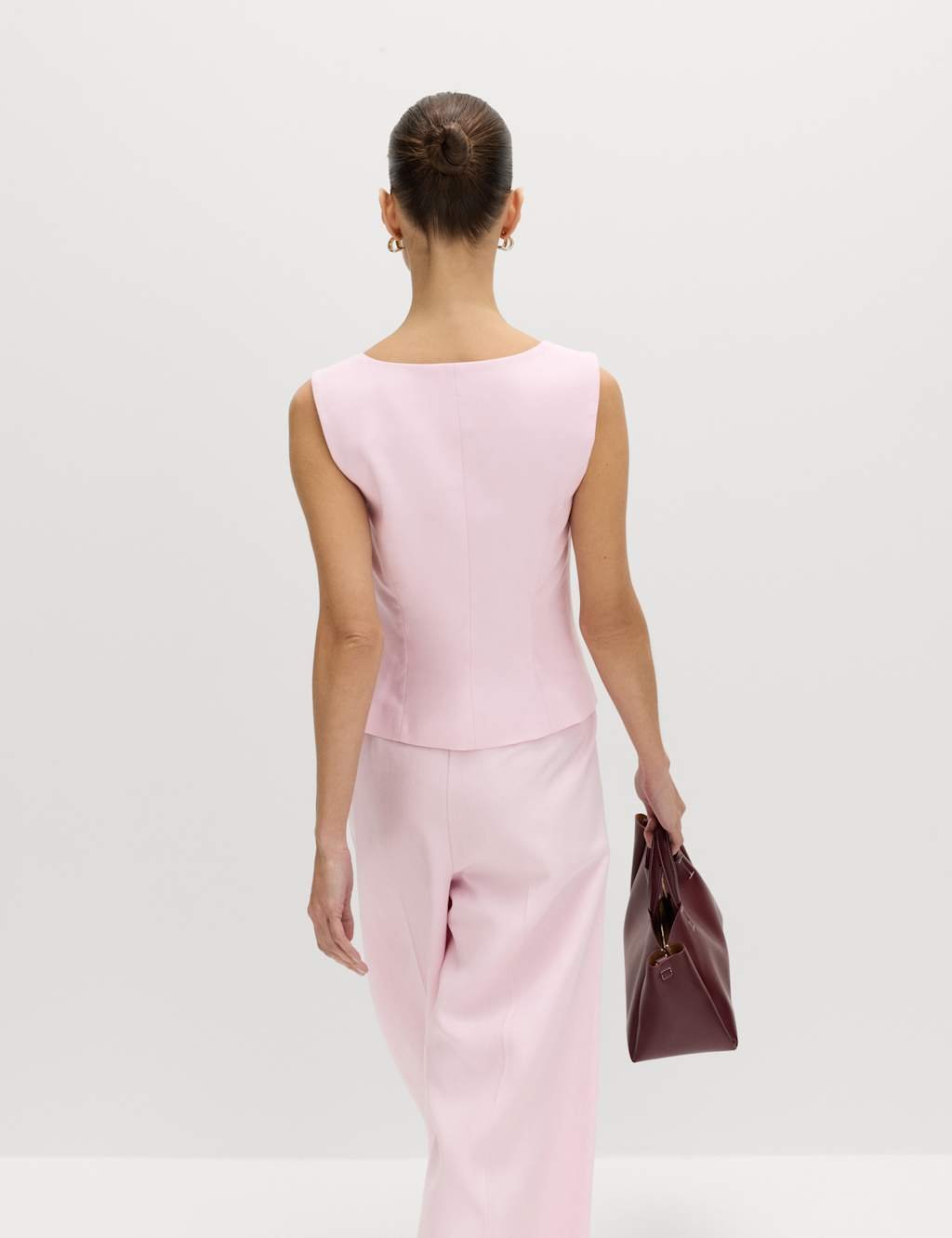 Marks & Spencer M&S Tailored Strappy Cropped Waistcoat with Linen English Rose - 4