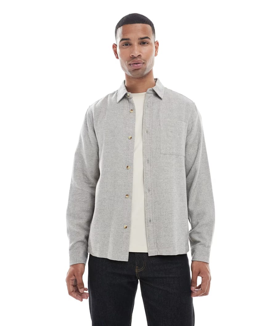 ASOS New Look overshirt in grey marl - 1
