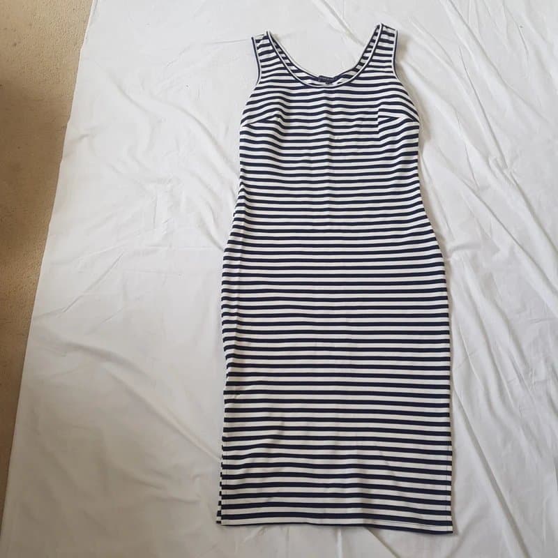 Marks & Spencer Fitted blue/white striped jersey dress