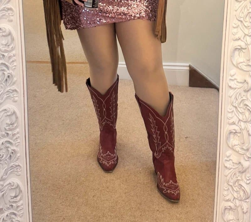 ASOS Red Cowboy Wide Fit Boots