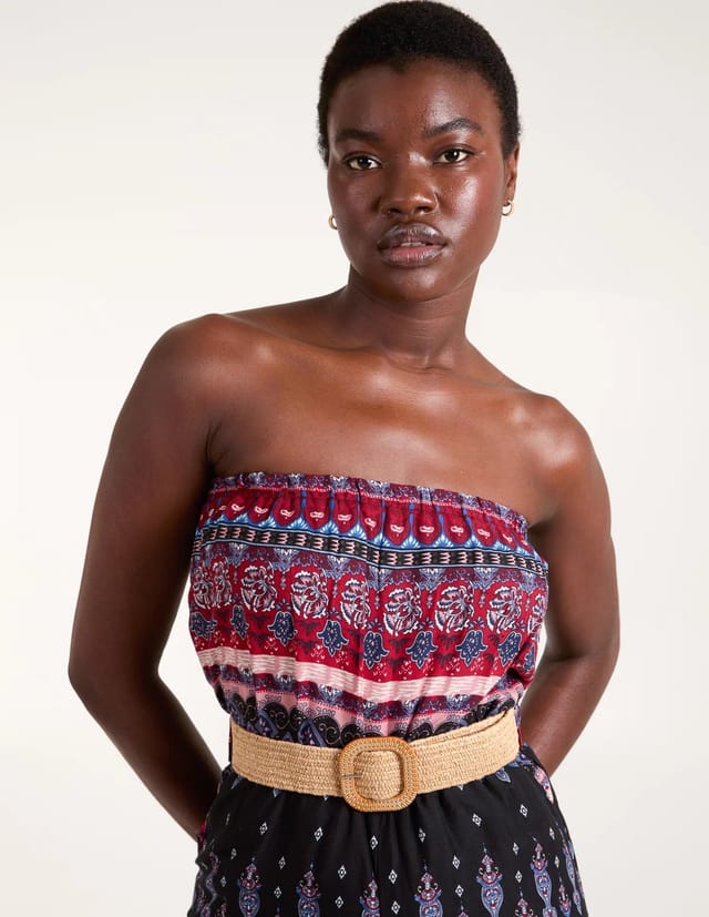 Blue Vanilla Aztec Woven Belted Bandeau Jumpsuit - 2