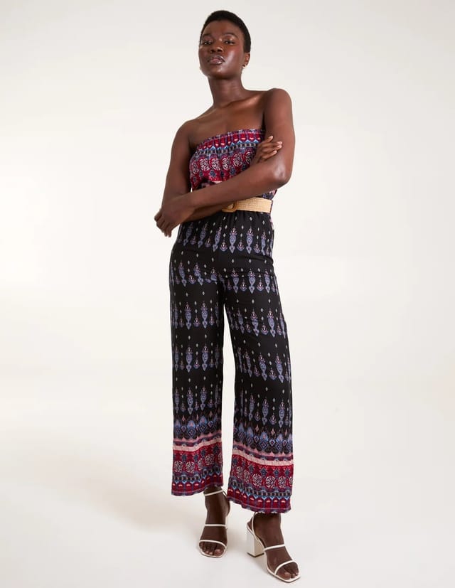 Blue Vanilla Aztec Woven Belted Bandeau Jumpsuit - 3