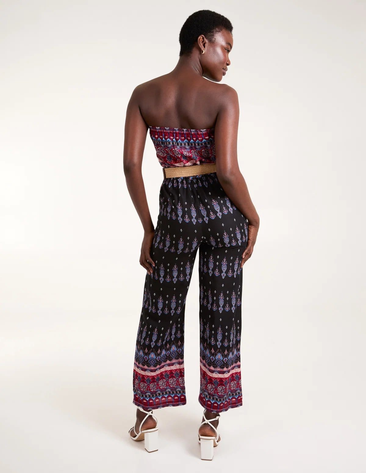Blue Vanilla Aztec Woven Belted Bandeau Jumpsuit - 4