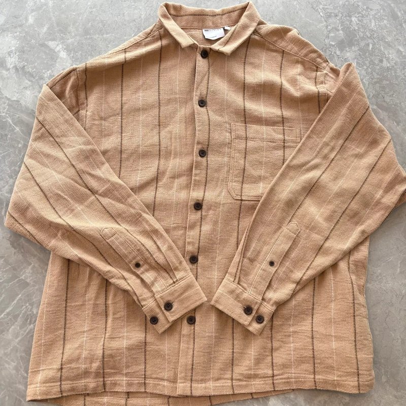 ASOS Men’s XL asos Design Textured Stripe Shirt – beige/brown- oversized over shirt - 1