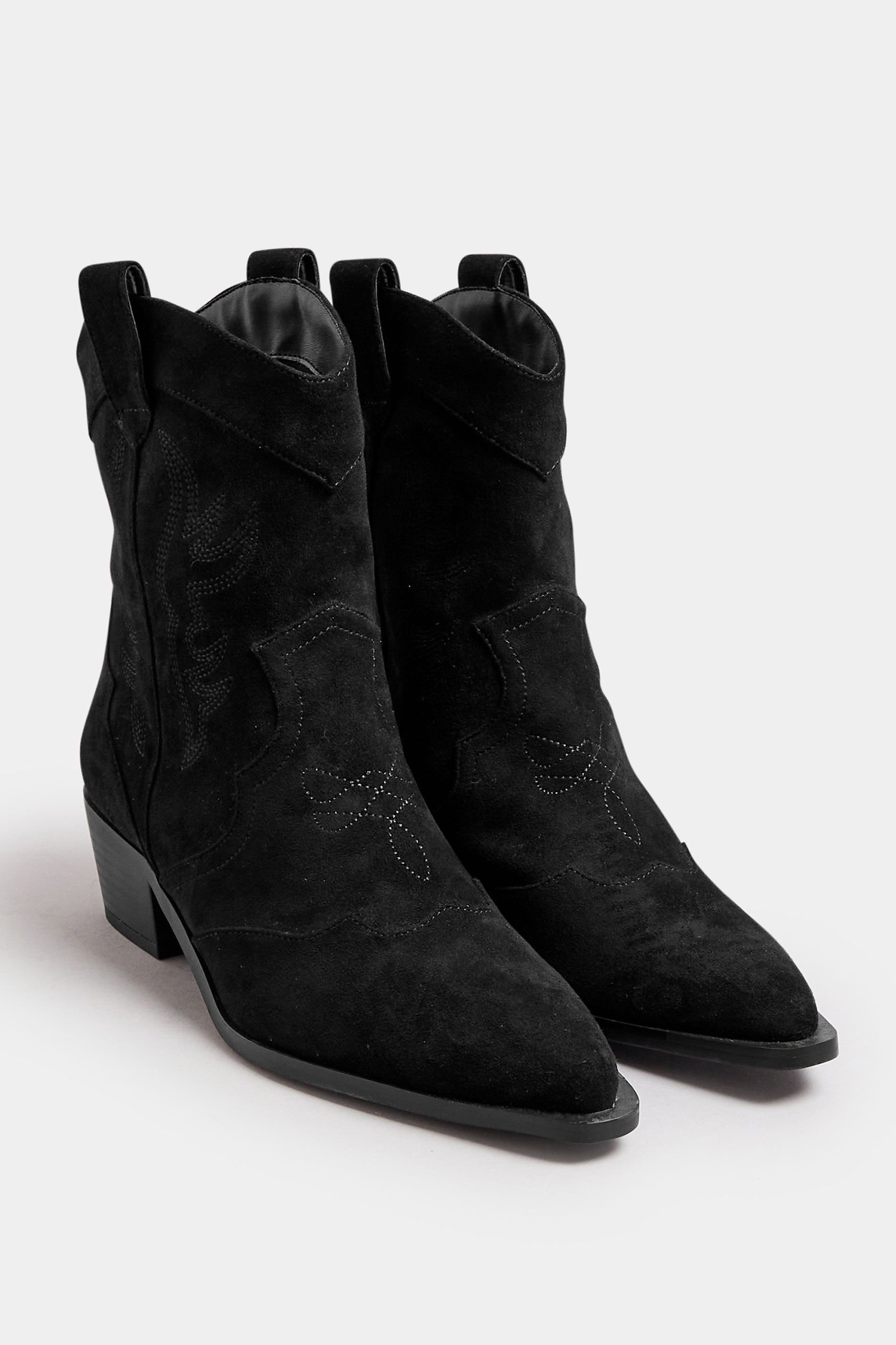 Long Tall Sally Long Tall Sally Women's Faux Suede Cowboy Boots in Black - 2