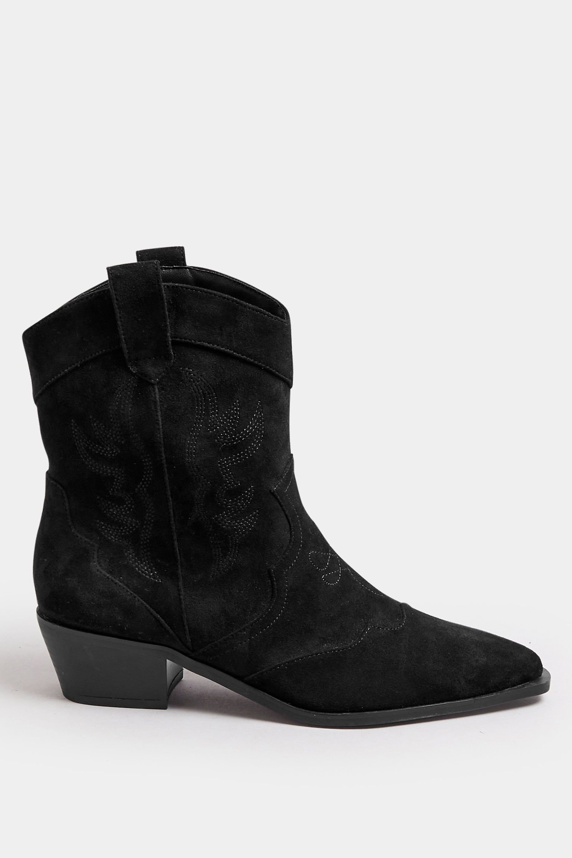 Long Tall Sally Long Tall Sally Women's Faux Suede Cowboy Boots in Black - 3