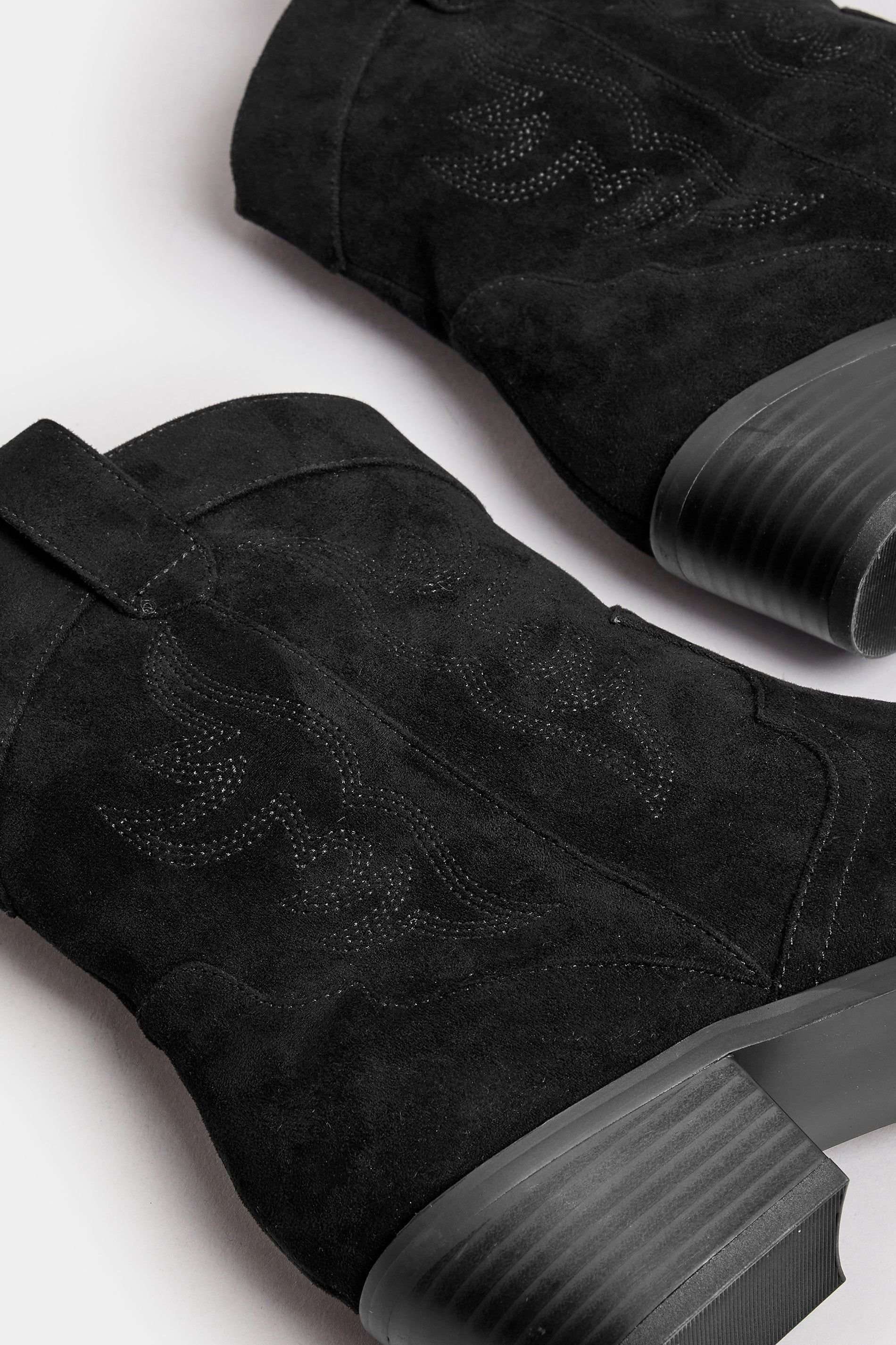 Long Tall Sally Long Tall Sally Women's Faux Suede Cowboy Boots in Black - 4