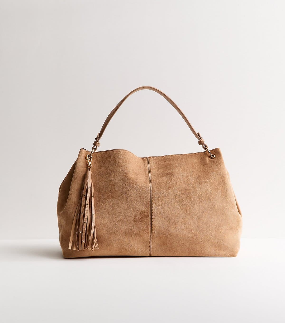 New Look Camel Faux Suede Slouchy Tassel Hobo Bag New Look