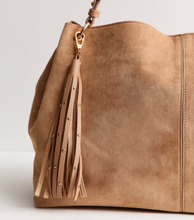 New Look Camel Faux Suede Slouchy Tassel Hobo Bag New Look - 3