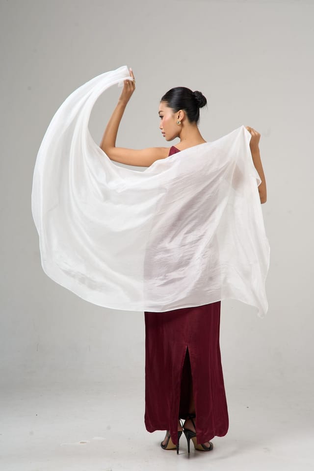 Silk and Bears Silk and Bears Women's Pearl White Mulberry Silk Scarf - Wedding Shawl- Lightweight Wrap - 2