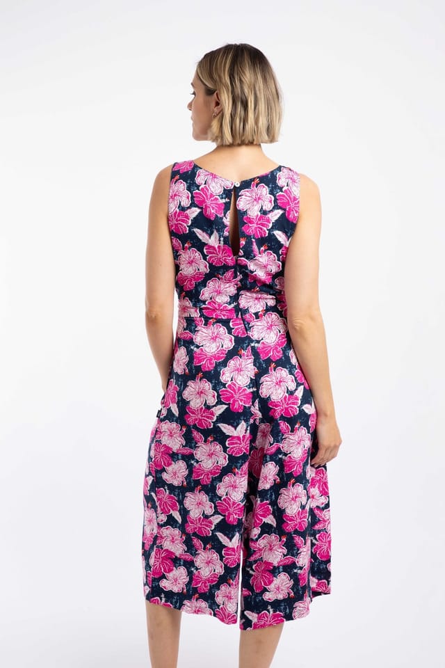 Weird Fish Weird Fish Women's Nalani Printed Viscose Jumpsuit in Pink - 3