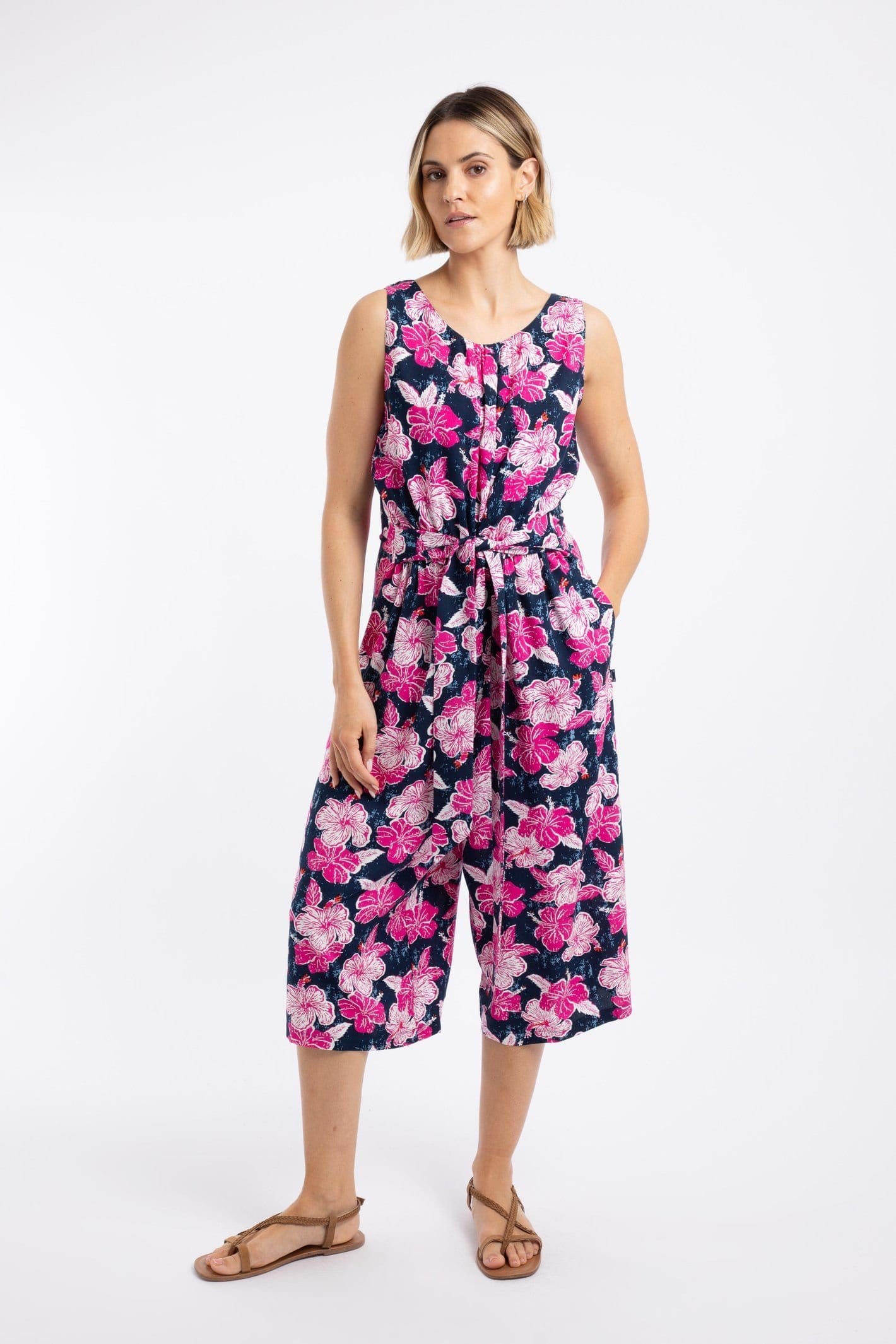 Weird Fish Weird Fish Women's Nalani Printed Viscose Jumpsuit in Pink - 4