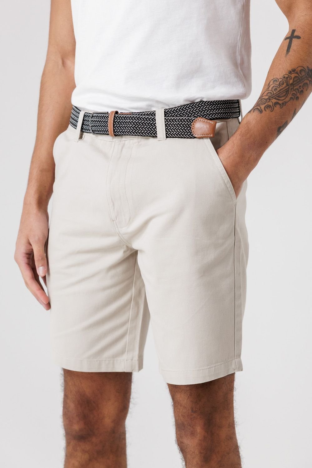 Tokyo Laundry Tokyo Laundry Men's Cotton Twill Peached Shorts in Stone - 4