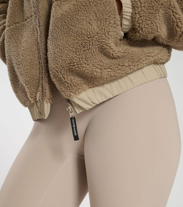 South Beach Women's Brown Panelled Borg Jacket South Beach New Look - 3