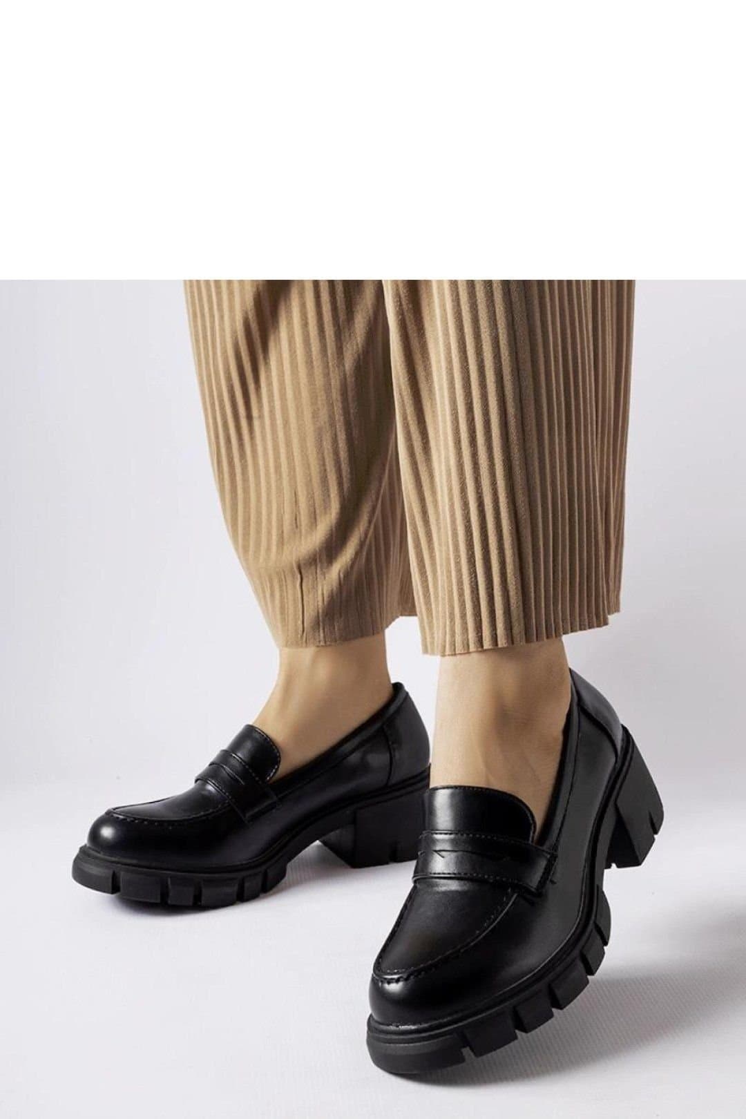 Love Lace Love Lace Black Leather Block Heel Loafers for Summer