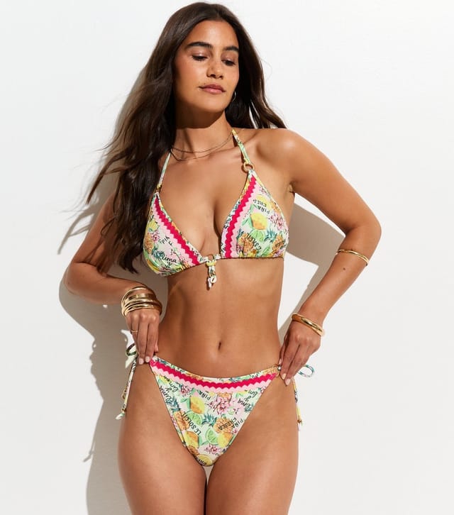 New Look Women's Yellow Tropical Fruit Side Tie Bikini Briefs New Look - 3