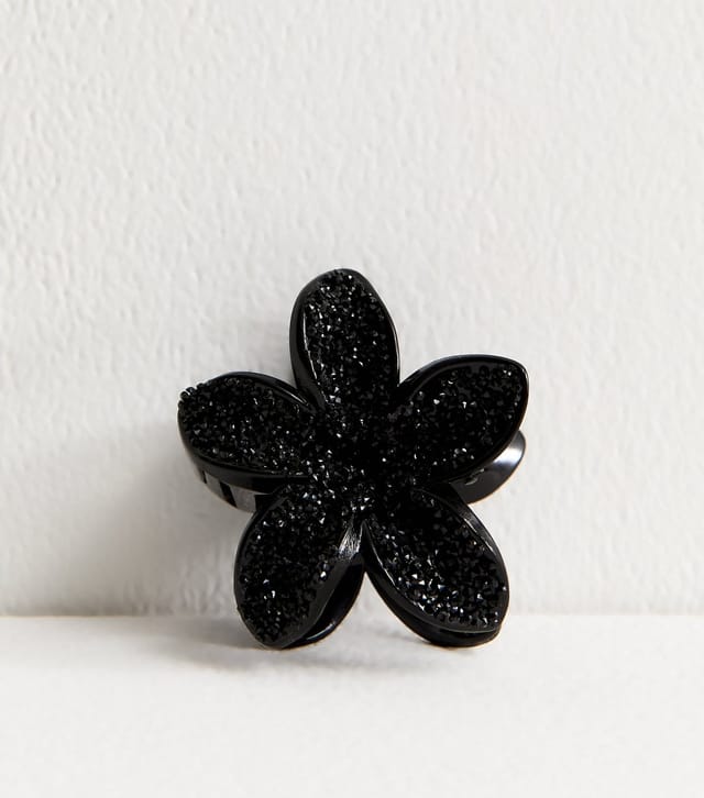 New Look Black Gem Embellished Tropical Flower Hair Claw Clip New Look - 2