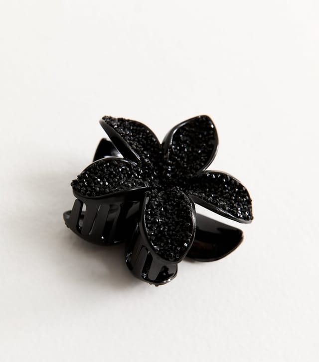 New Look Black Gem Embellished Tropical Flower Hair Claw Clip New Look - 3