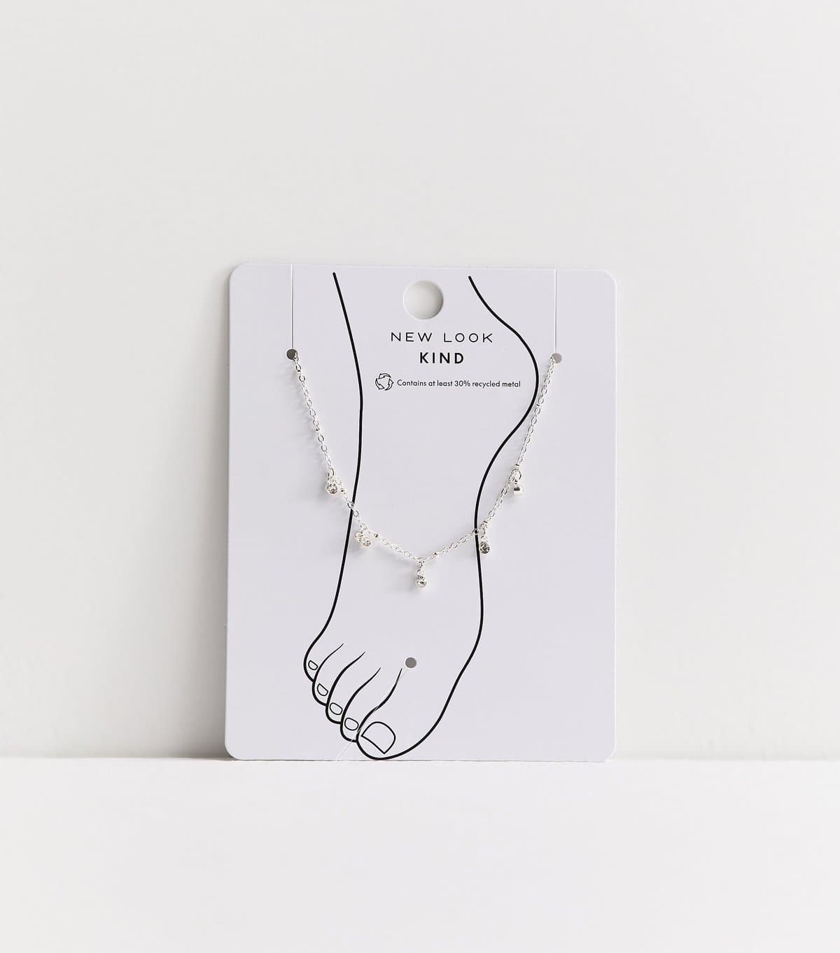 New Look New Look Silver Tone Diamanté Charm Anklet