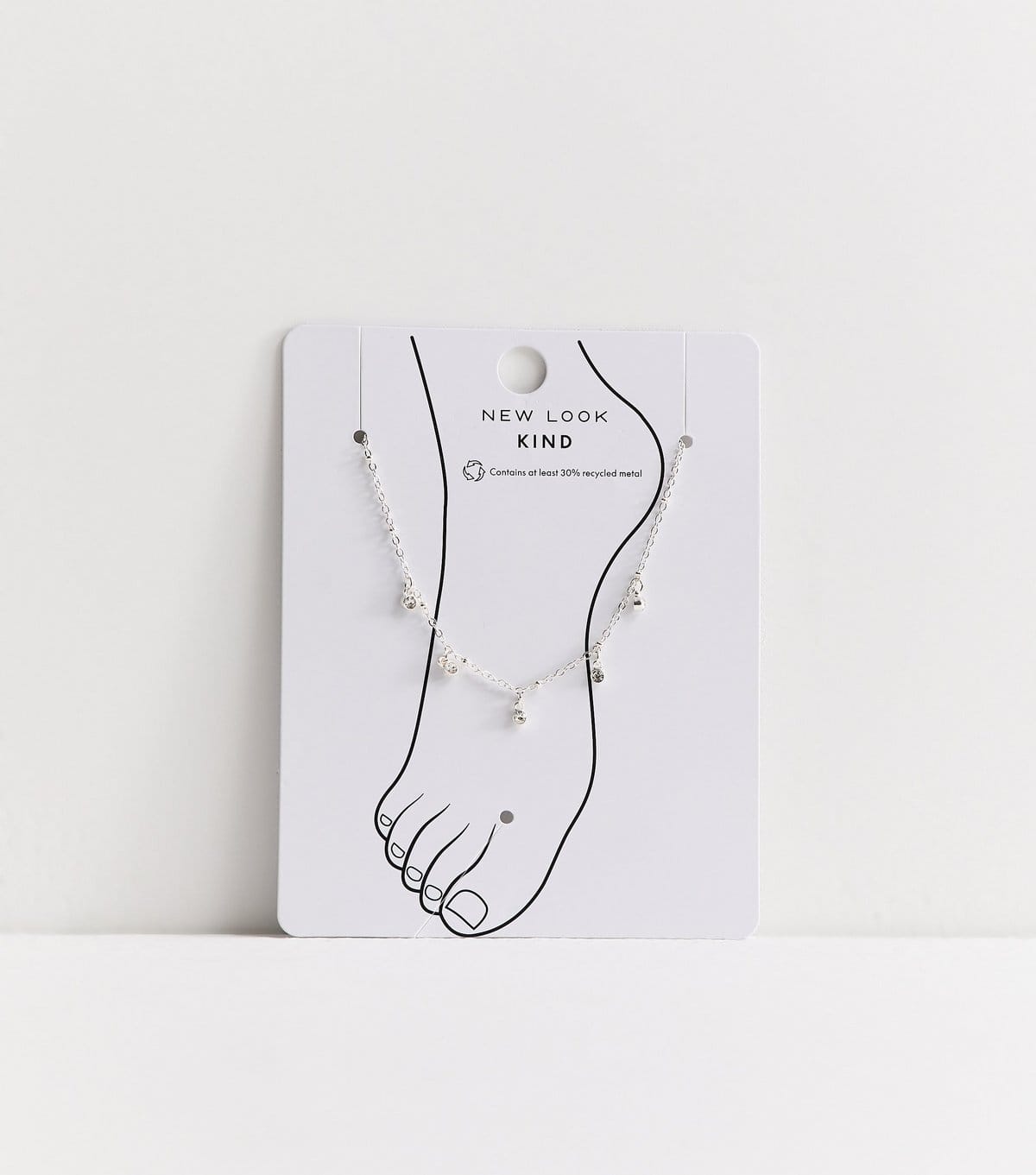 New Look Silver Tone Diamanté Charm Anklet New Look - 1