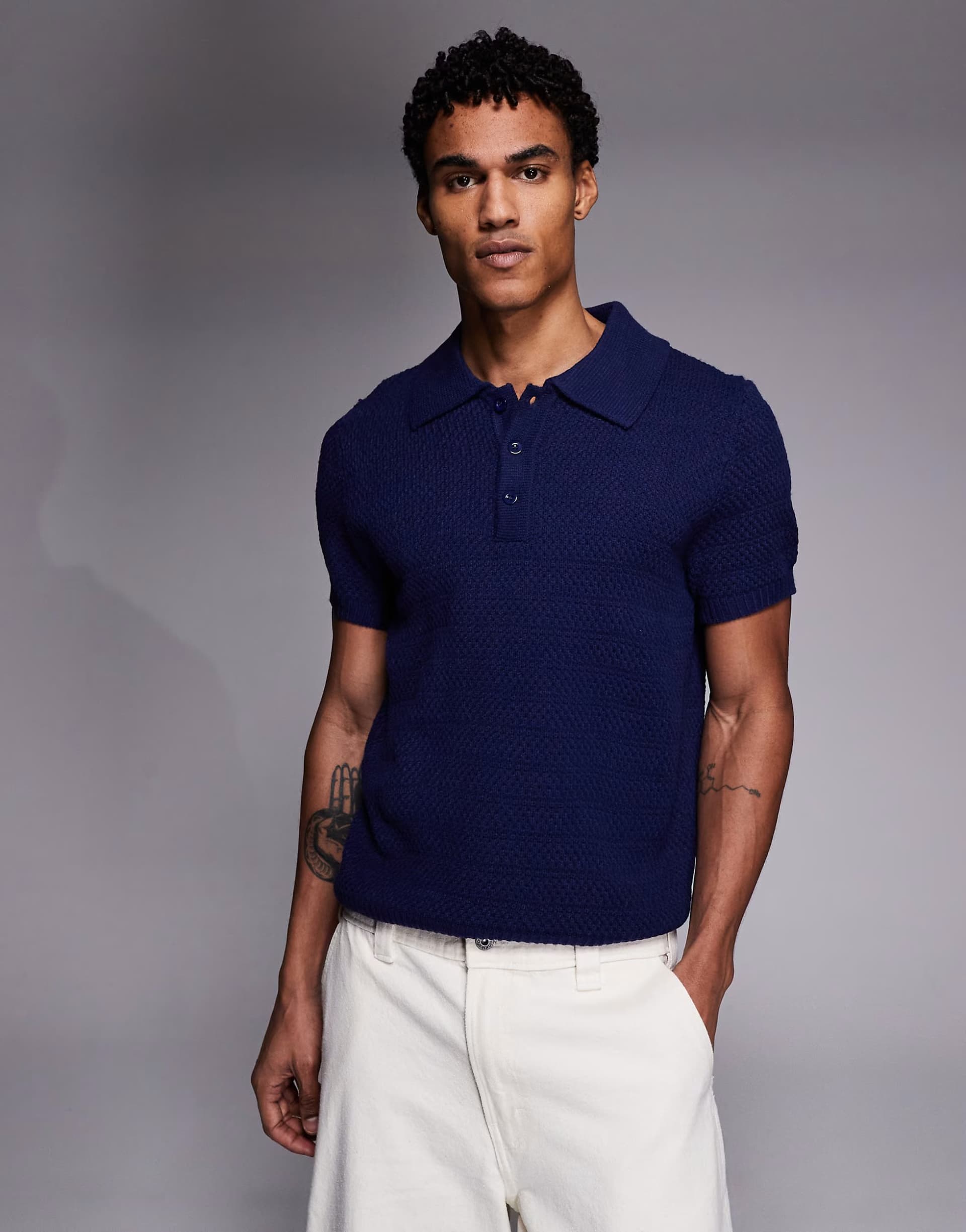 ASOS ASOS South Beach Knit Polo in Navy