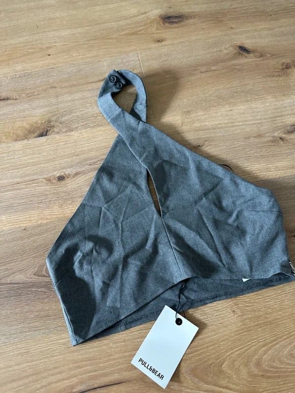 ASOS Pull & bear cross neck halterneck grey top BNWT