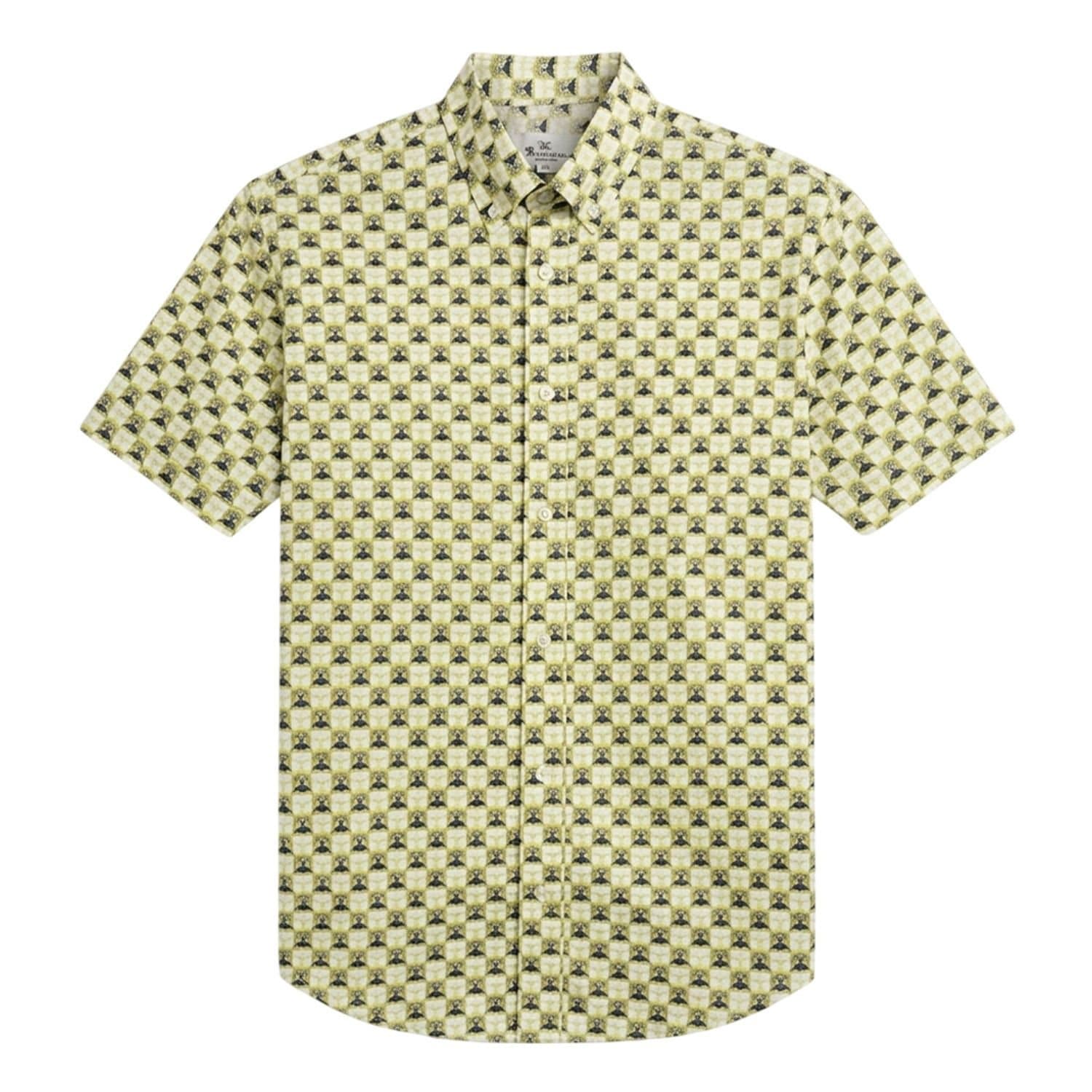 Ben Sherman Ben Sherman Men's Retro Geo Print Shirt in Yellow