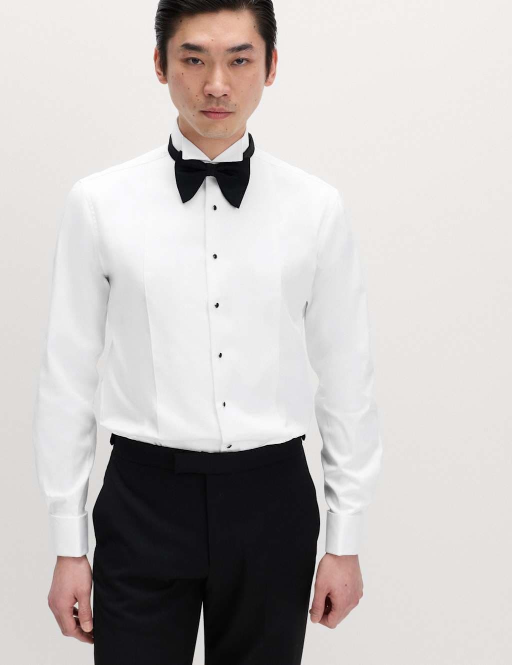 Marks & Spencer M&S Slim Fit Luxury Cotton Double Cuff Dress Shirt White